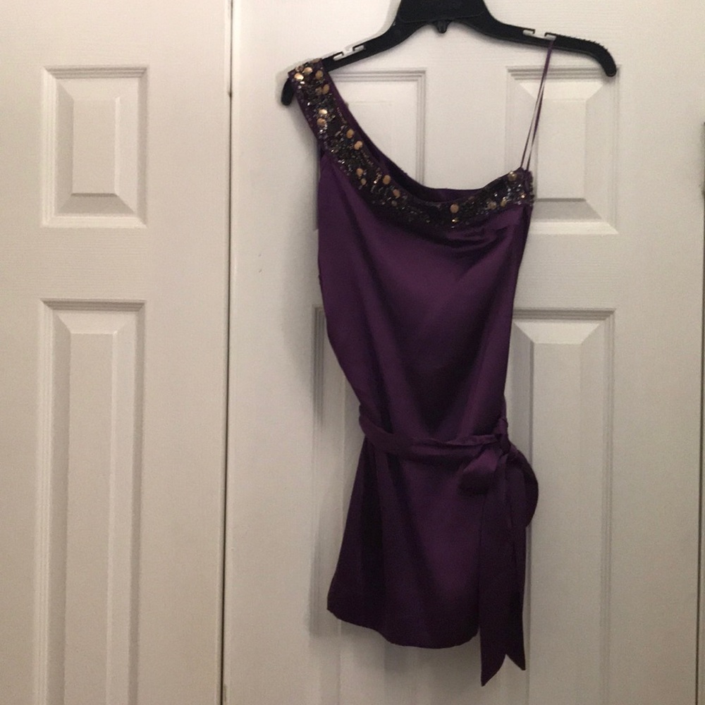 One shoulder silk dress top